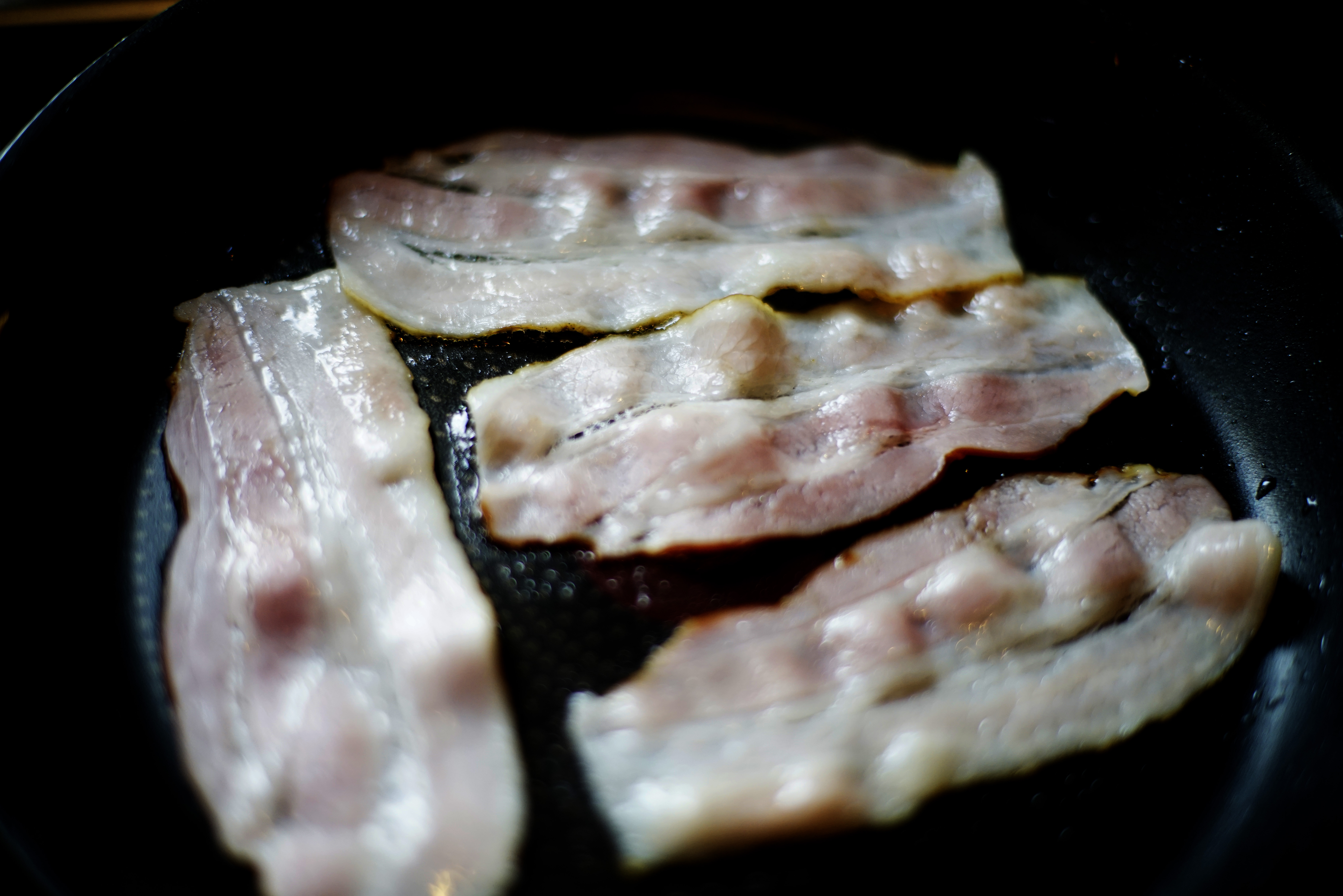 Fry the bacon until it's crispy!